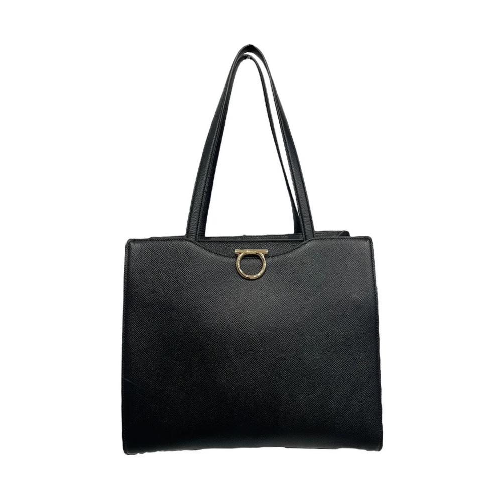 Salvatore Ferragamo Black Structured Tote Bag